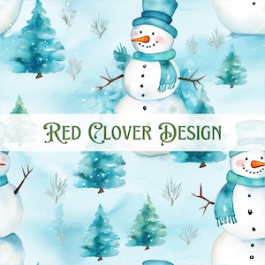 Snowman Seamless Pattern, watercolor seamless pattern, Christmas seamless, pattern for fabric, digital pattern, snowmen, holiday, winter