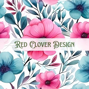 Pink teal Floral Seamless Pattern, floral seamless pattern, blue seamless, pattern for fabric, digital pattern, sublimation, spring floral