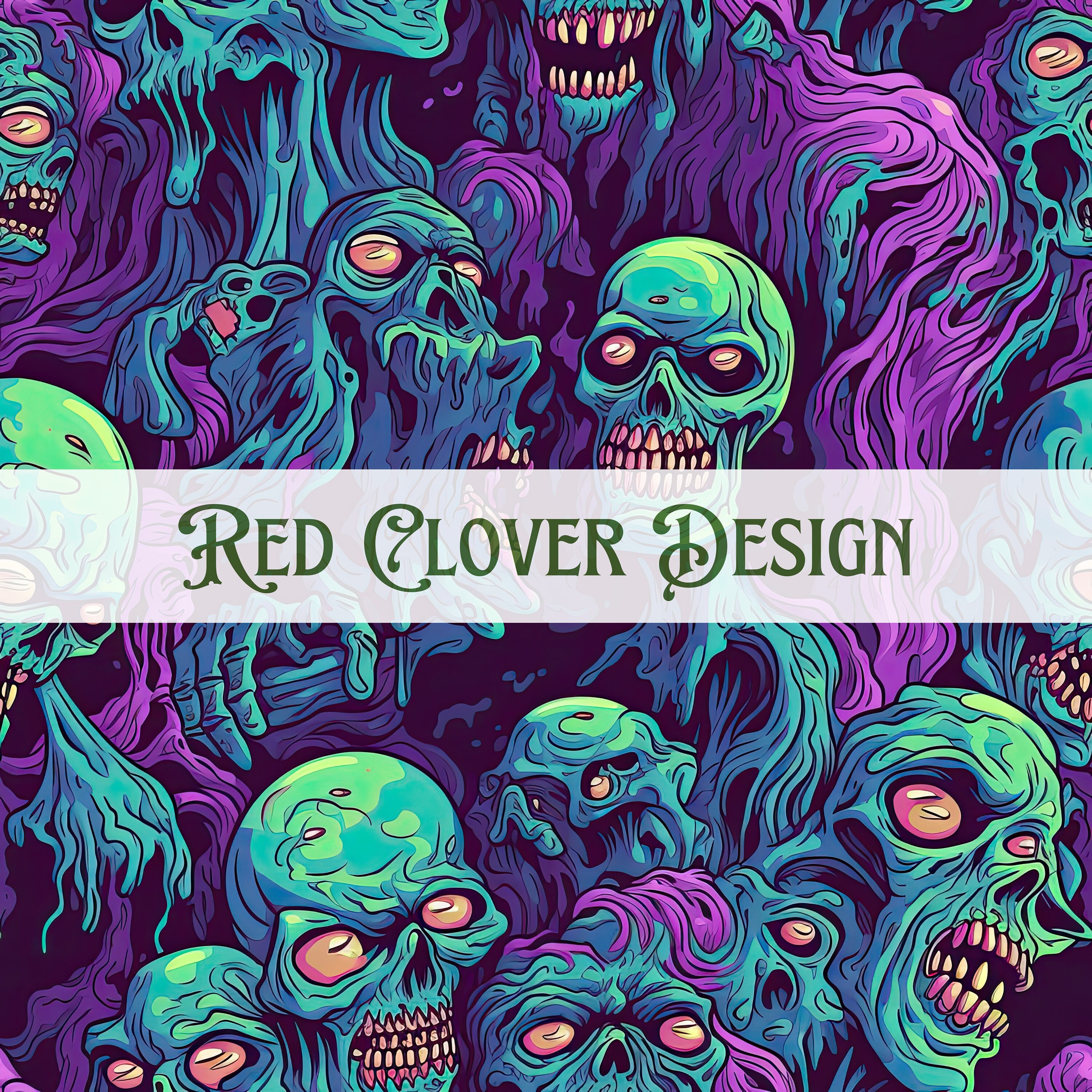 Psychedelic Zombies Seamless Pattern, Zombies Seamless Pattern ...
