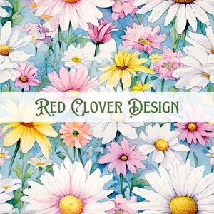 Watercolor daisies Floral Seamless Pattern, floral seamless pattern, spring seamless, pattern for fabric, digital pattern, sublimation, pink