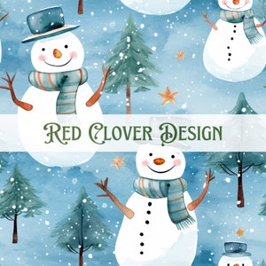Watercolor Snowman Seamless Pattern, winter seamless pattern, snowmen stripes  seamless, pattern for fabric, digital pattern, watercolor
