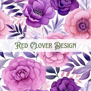 Purple Floral Seamless Pattern, floral seamless pattern, orange seamless, pattern for fabric, digital pattern, sublimation, spring floral