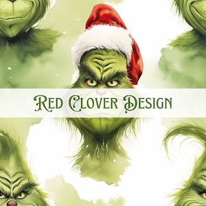 Grumpy Green Guy Muster, Weihnachten Muster, Muster für Stoff, digitales Muster, Sublimation, Weihnachten
