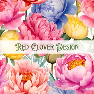 Watercolor peony Floral Seamless Pattern, floral seamless pattern, spring seamless, pattern for fabric, digital pattern, sublimation, pink