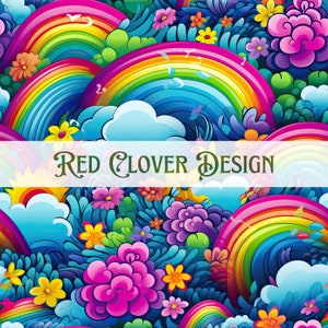 LF Inspired Rainbow Floral Seamless Pattern, rainbow seamless pattern, plants seamless, pattern for fabric, digital pattern, sublimation,