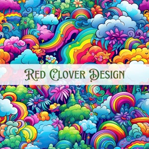 LF Inspired Rainbow Forest Seamless Pattern, rainbow seamless pattern, plants seamless, pattern for fabric, digital pattern, sublimation,
