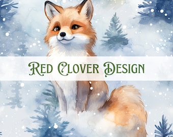 Winter foxes Seamless Pattern, winter seamless pattern, foxes seamless, pattern for fabric, digital pattern, watercolor, autumn, cute, fox