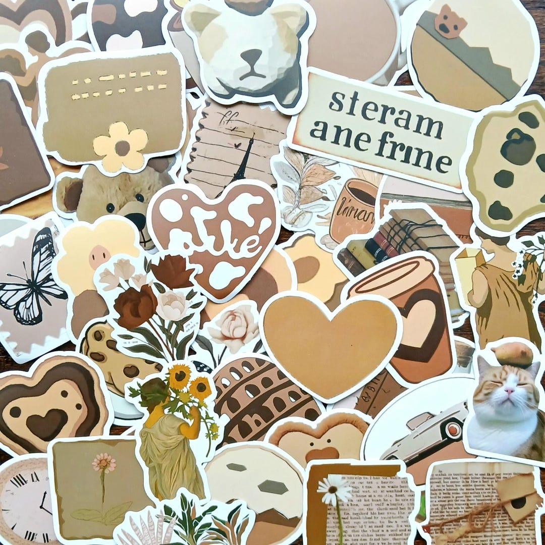 Table Sticker Beige 20 Neutral Beige Stickers. Simple Waterroof Stickers in Natural Fawn ...