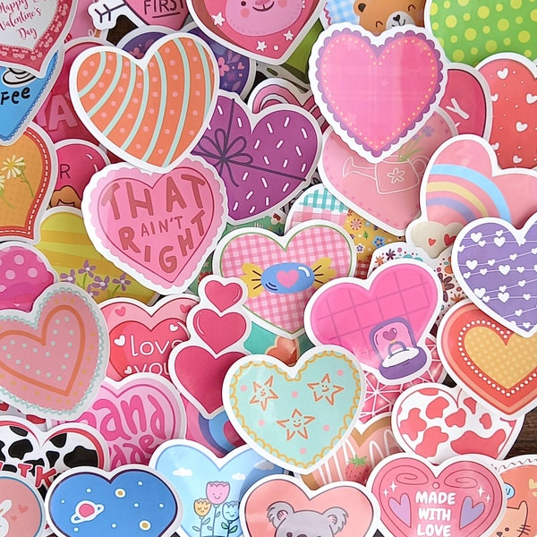 25 autocollants coeurs, lot d'autocollants Saint-Valentin pour bujo, agenda, fabrication de cartes, scrapbooking, téléphone, Kindle, ordinateur portable 2", coeurs, couleurs mélangées Royaume-Uni.