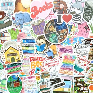 20 pegatinas de libros bonitas. Paquete de pegatinas de dibujos animados de libros para scrapbooking, diario de lectura, decoración para portátiles, teléfonos y lectores electrónicos Kindle. Regalo
