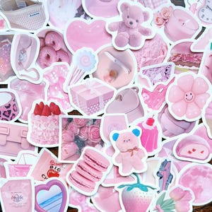20 pegatinas rosas. Un bonito paquete de pegatinas para manualidades, scrapbooking, agendas o para decorar Kindles, portátiles y iPads.