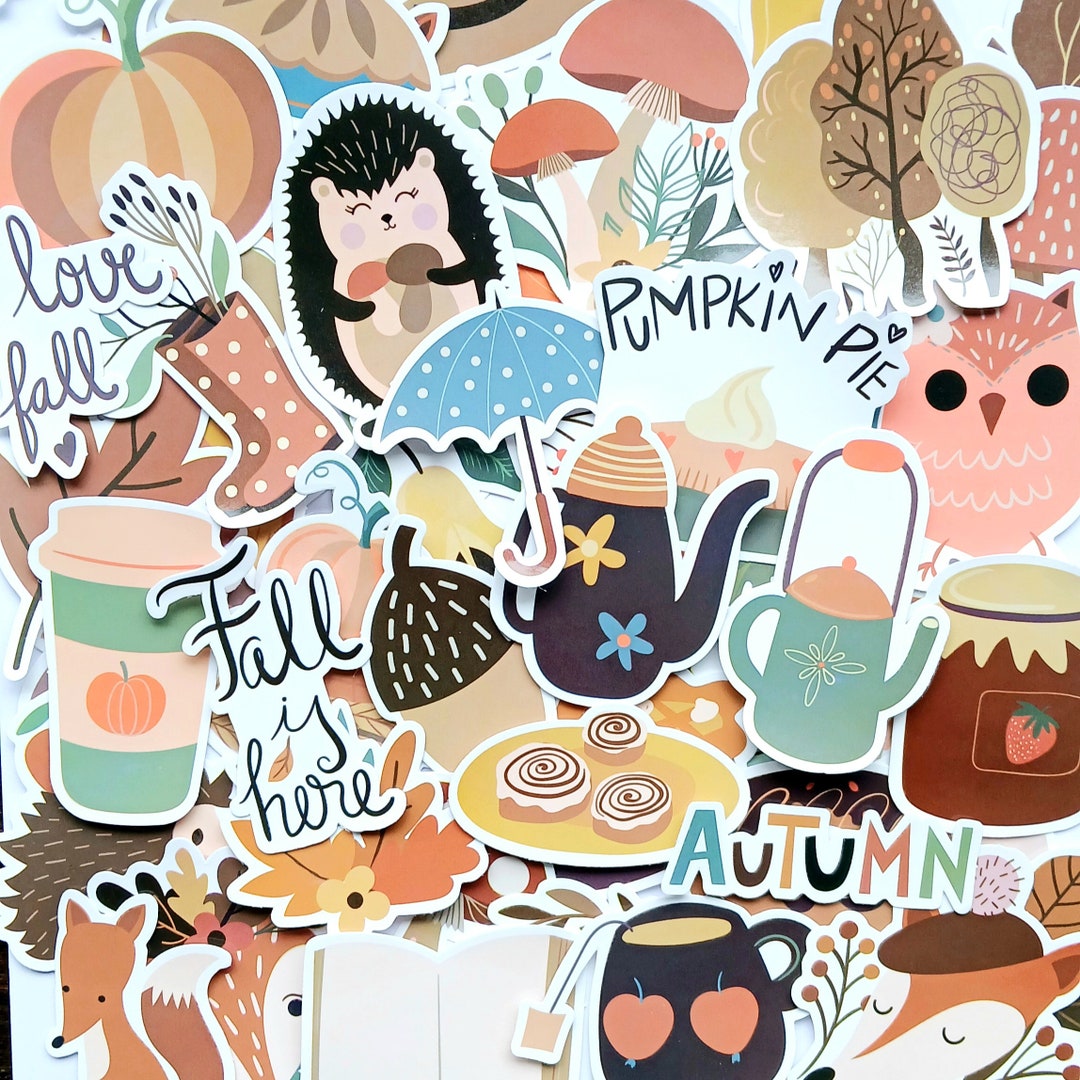 20 Large Autumn Stickers. Fall Theme Sticker Pack With Leaves, Pumpkin ...
