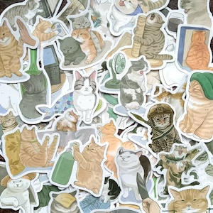 20 pegatinas de gatos peculiares. Un paquete de pegatinas de mascotas furiosas, adorable y divertido, para diarios, agendas, scrapbooking, tarjetas, decoración de Kindle y regalos.