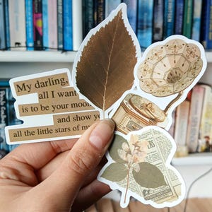 20 Vintage Stickers: Boho Scrapbook, Journal, and kindle or laptop decor.