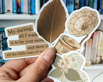 20 Vintage Stickers: Boho Scrapbook, Journal, and kindle or laptop decor.