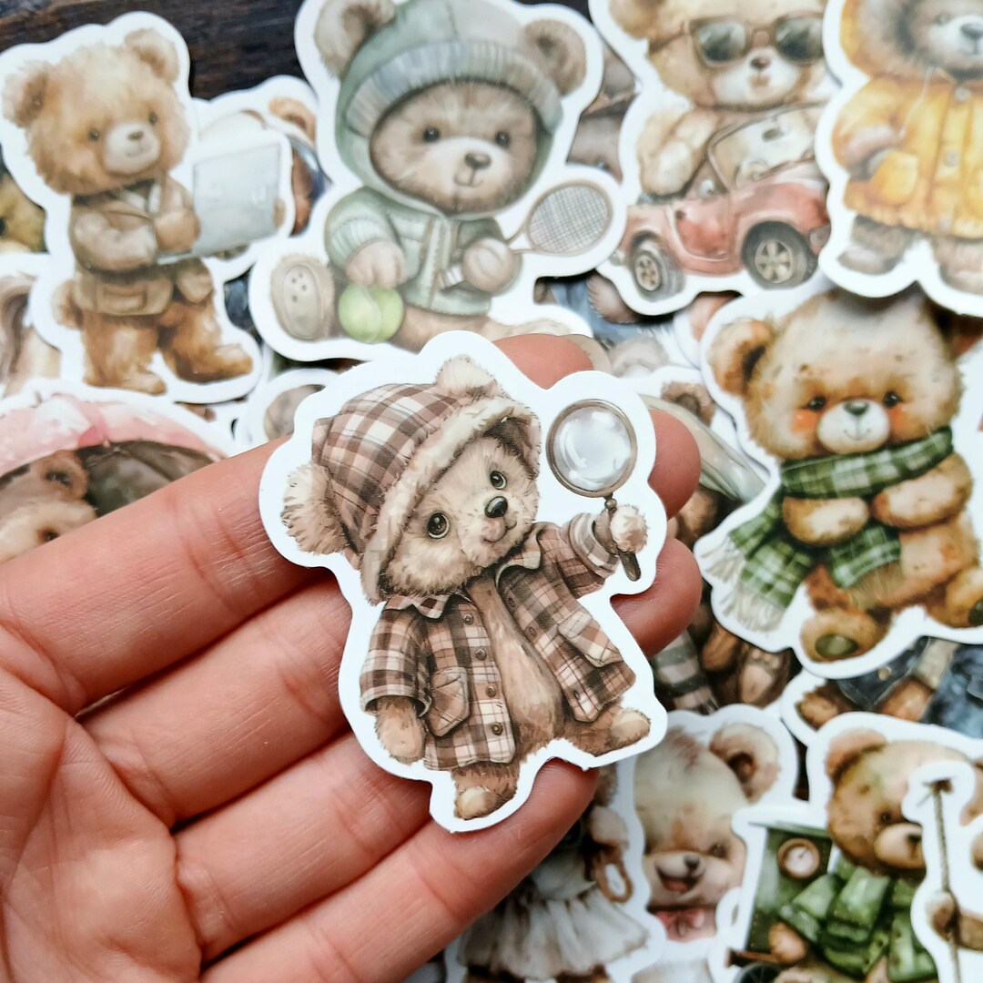 20 Vintage Teddy Bear Stickers: Boho Scrapbook Decorating - Etsy UK