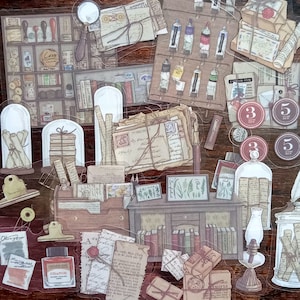 20 pegatinas creativas de estudio. Paquete de pegatinas de celofán para pergaminos, estanterías, pinturas, textos, paquetes y libros. Set de manualidades para diario, agenda y tarjetas.