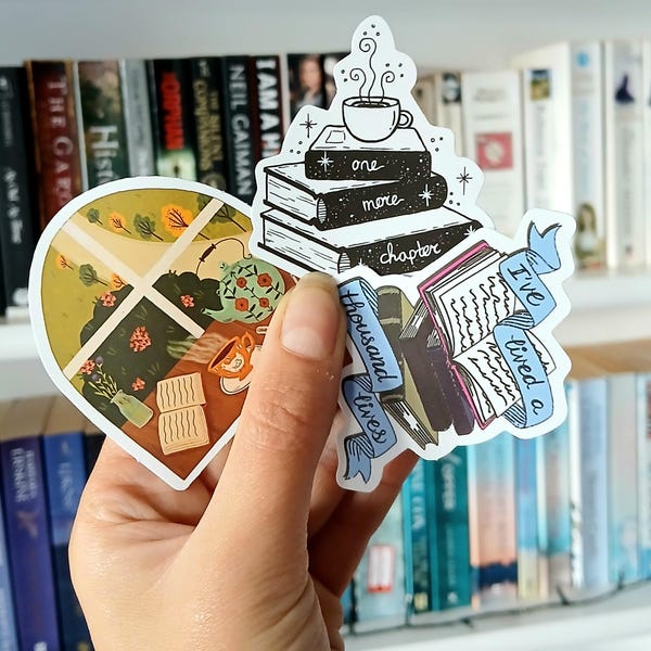 Bookish Stickers, Bujo Scrapbooking, Reading Journal, 20-Piece Pack
