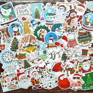 20 Christmas Stickers. Fun, Cartoon Festive sticker pack, Santa, snowman, presents, trees, stockings, snow globes, trees and more