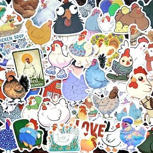 20 autocollants de poulet. Pack d'autocollants poulets d'animaux de la ferme pour scrapbooking, agendas, journal bujo, Kindle, ordinateur portable, décoration de tasse de voyage