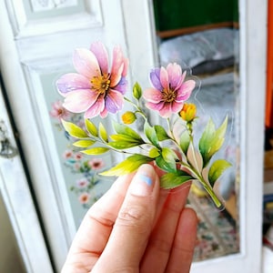 Pegatinas de flores rosas: 10 grandes pegatinas florales para scrapbooking y decoración de muebles.
