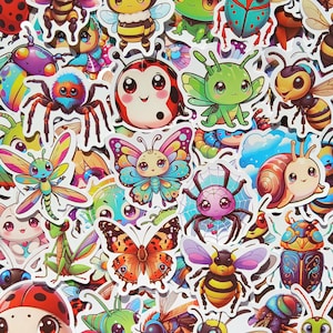 20 pegatinas de insectos adorables. Dibujos de insectos para niños y adultos, para Kindle, teléfono, iPad, lonchera, decoración de botellas o diarios, pegatinas para scrapbooking