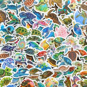 20 pegatinas de tortugas. Paquete de pegatinas de tortugas marinas para agendas, diarios, álbumes de recortes, decoración de Kindles, portátiles, teléfonos o cualquier lugar.