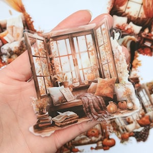 8 Hygge  stickers. Cosy home sticker pack. Leaves blankets, books, pumpkins forb scrapbooking, planners, bujo craft. Autumn / fall aesthetic