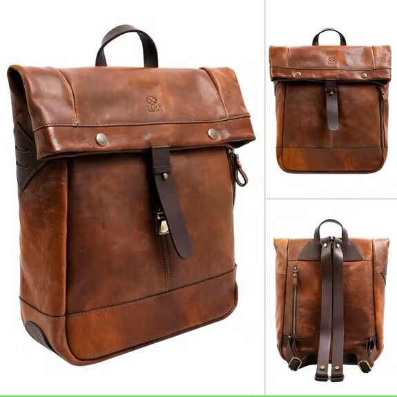 Full Grain Leather Rolltop Backpack FREE Leather Care Cream Etsy