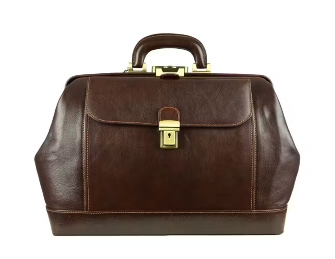 Large Italian Leather Doctor Bag Hamlet Chocolate Brown Etsy