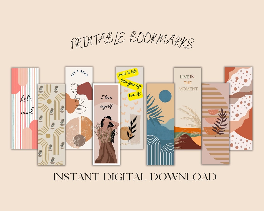 Boho Bookmarks Set, Modern Prints, Gifts for Book Lovers (digital ...