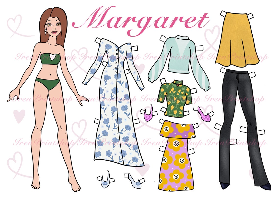 6 Printable Paper Doll Dress up With Clothes - Digital PDF, Dress up ...