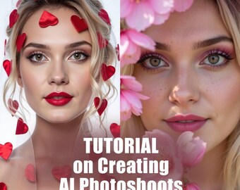 AI Photoshoot Tutorial | 12 Pages + 30 Bonus Prompts | Guide How to Create Realistic AI Portraits custom digital portrait session Manual