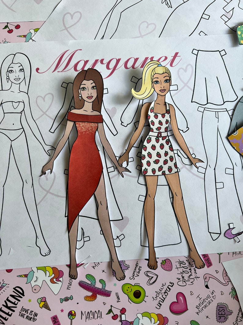 6 Printable Paper Doll Dress up With Clothes Digital PDF, Dress up Cut Out Doll, Busy Book