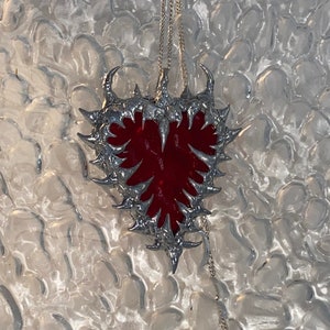 Red Devil heart spiky necklace