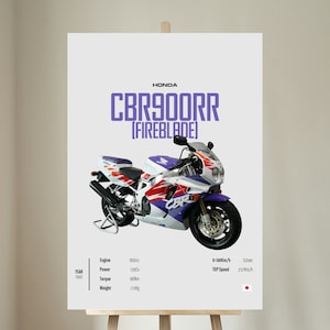 Honda CBR 900 RR Fireblade 1992 - Motorcycle Wall Deco Motor Line Art For A Motorcyclist Motorcycle Digital Motorsports Digital