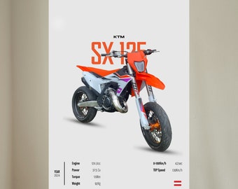 KTM SX 125 Motard 2024 - Motorcycle Wall Deco Motor Line Art For A Motorcyclist Motorcycle Digital Motorsports Digital Motorbike Prints