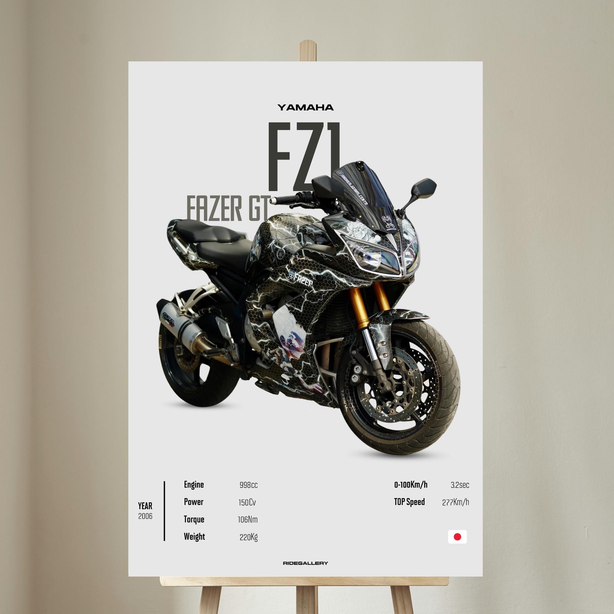 YAMAHA FZ1 FAZER Gt 2006 - Motorcycle Wall Deco Motor Line Art for