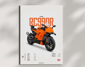 KTM RC 990 R 2026 SUPERBIKE [orange] - Wall Deco Motor Line Art For A Motorcyclist Motorcycle Digital Motorsports Digital Motorbike Prints