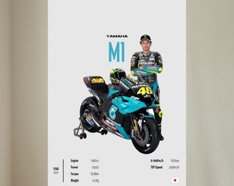 YAMAHA Valentino ROSSI 46 PRINT Wall Art – Digital Motorbike Wall Decor Line Art For A Motorcyclist Vr 46 Vr46 The Doctor