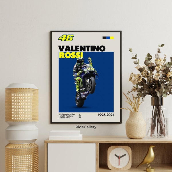 YAMAHA Valentino ROSSI 46 PRINT Wall Art – Digital Motorbike Wall Decor Line Art For A Motorcyclist Vr 46 Vr46 The Doctor