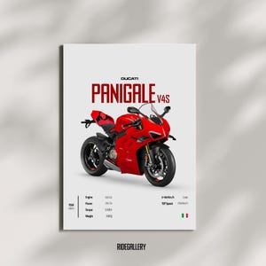 PANIGALE V4S DUCATI 2023 - Póster de motocicleta, arte mural, descarga digital, decoración de pared, arte lineal de motor, regalo perfecto para un motociclista imagen 1