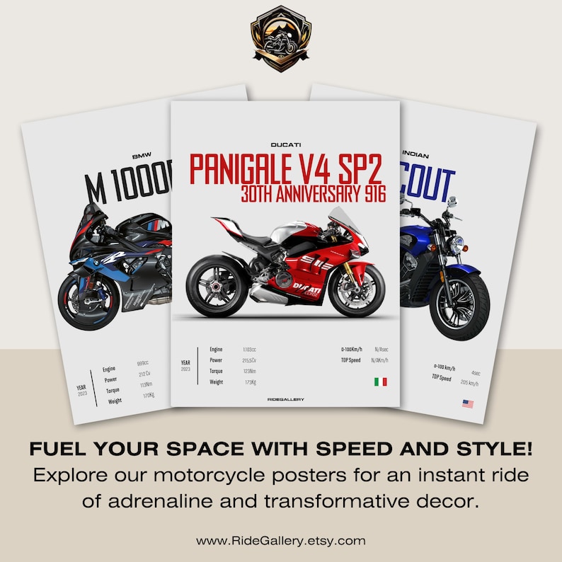 PANIGALE V4S DUCATI 2023 - Póster de motocicleta, arte mural, descarga digital, decoración de pared, arte lineal de motor, regalo perfecto para un motociclista imagen 9