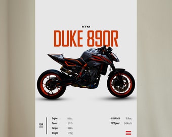 KTM DUKE 890 R 2020 - Motorcycle Wall Deco Motor Line Art For A Motorcyclist Motorcycle Digital Motorsports Digital Motorbike Prints