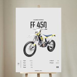 Husqvarna FE 450 2023 - Motorcycle Wall Deco Motor Line Art For A Motorcyclist Motorcycle Digital Motorsports Digital Motorbike Prints