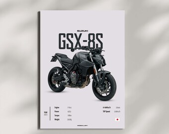 SUZUKI GSX 8S 2023 NAKED - Motorcycle Wall Deco Motor Line Art For A Motorcyclist Motorcycle Digital Motorsports Digital SuperMoto Motorbike