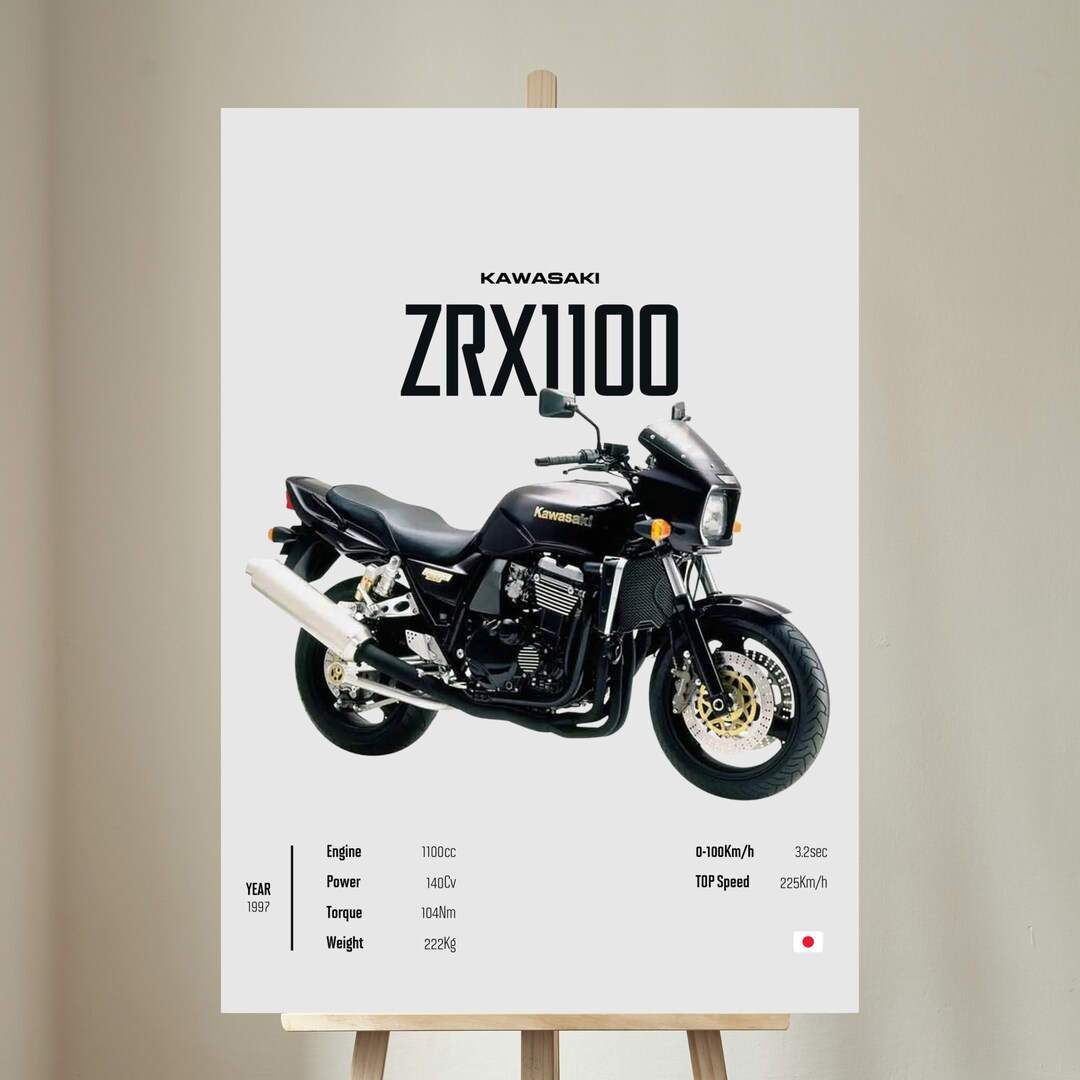 おしん　ポスター KAWASAKI ZRX 1100 [black] 2023 - Motorcycle Japanese Poster