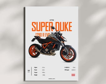 KTM 1290 Super DUKE R EVO 2023 Naked - Motorcycle Wall Deco Motor Line Art For A Motorcyclist Motorcycle Digital Motorsports Digital