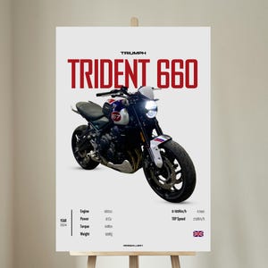 TRIUMPH TRIDENT 660 2024 - Motorcycle Wall Deco Motor Line Art For A Motorcyclist Motorcycle Digital Motorsports Digital