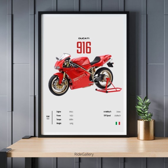 DUCATI 916 1994 - Motorcycle POSTER Wall Art Digital Download Wall
